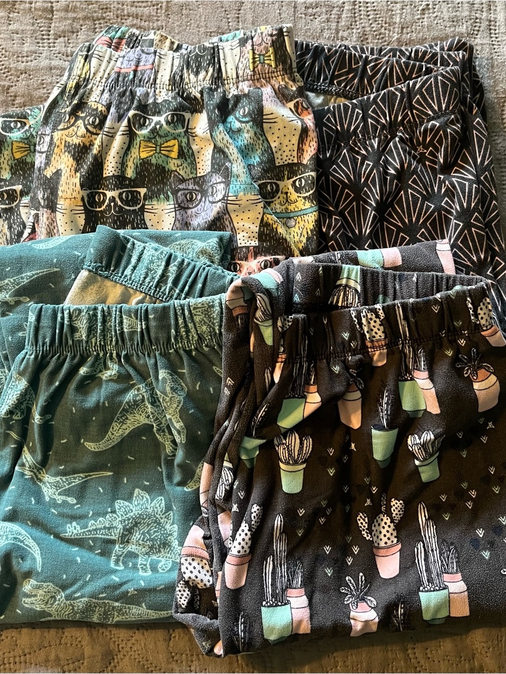 Printed Cozy Lounge Leggings - Multicolor Cactus & Novelty Prints